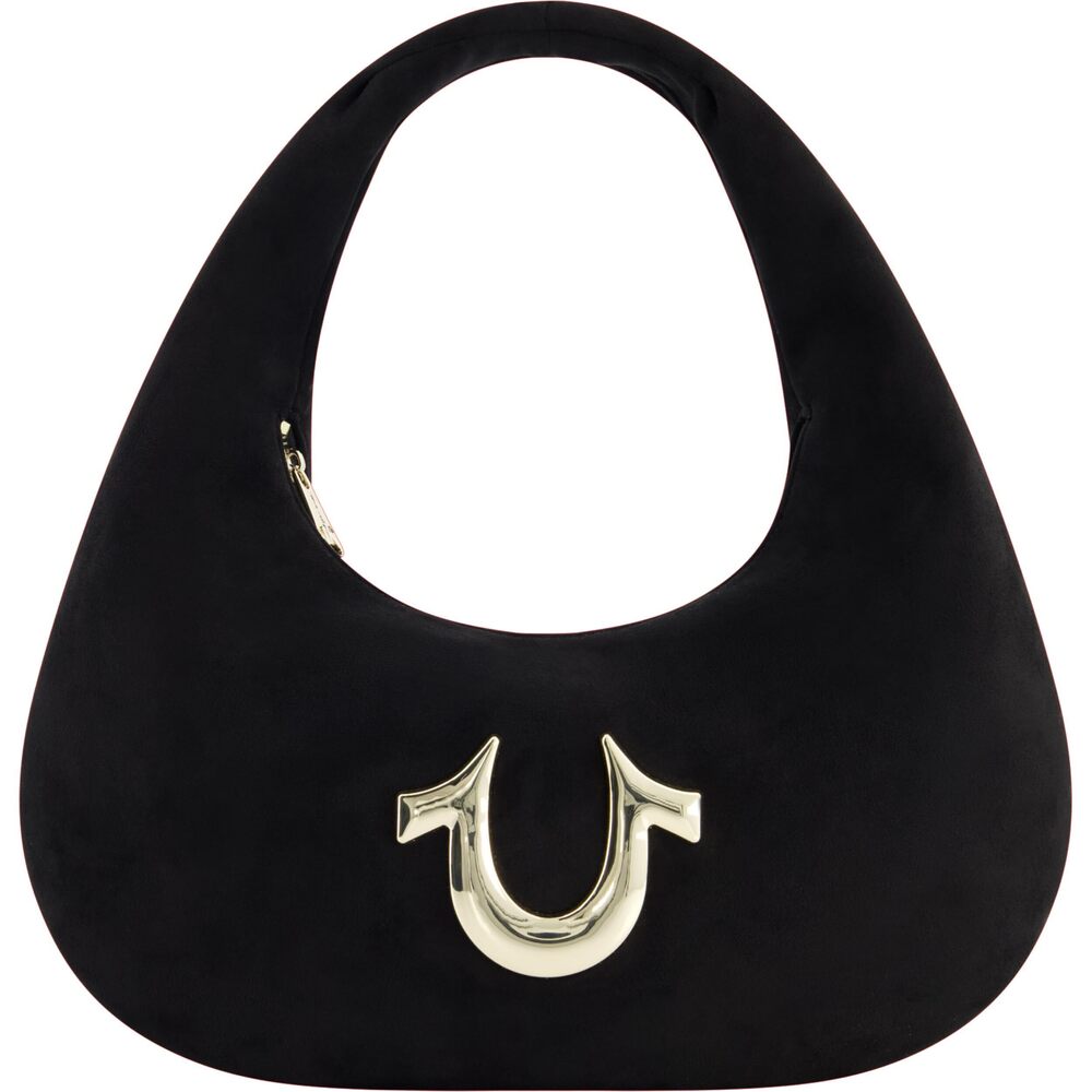 8768 Shoulder Bag Purse, Crescent Hobo Handbag with Carry Handle, Black